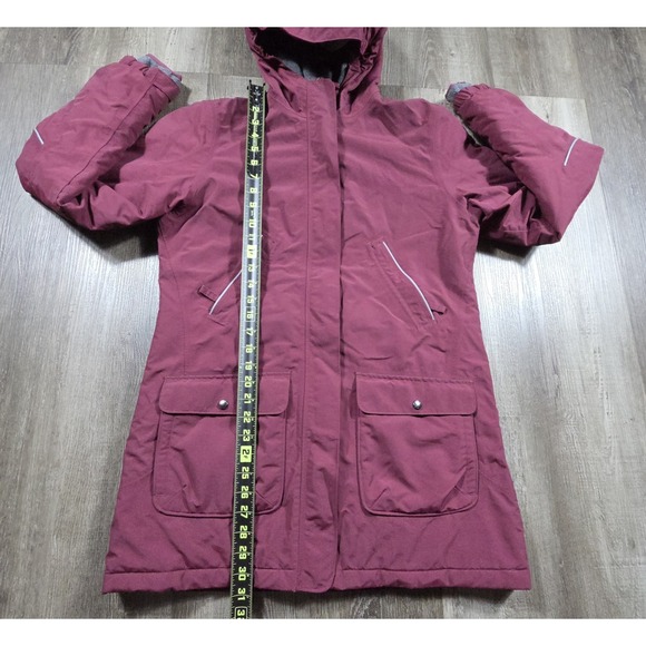 LANDS END Squall Waterproof Rain Jacket Womens Small Maroon Hooded Fleece Lined - Picture 11 of 12